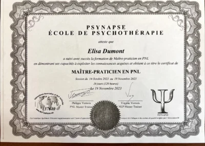 Formation réalisée en 2023 - Maître Praticien en PNL