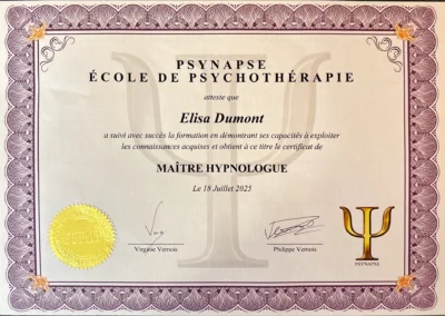 Formation réalisée en 2025 - Maître Hypnologue